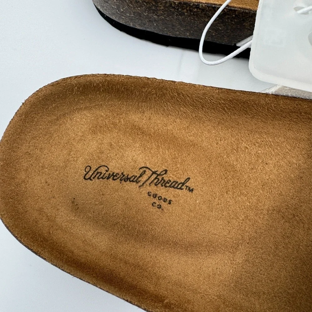 Universal Thread Devin Two-Band Footbed Sandal Silver Size 9.5 NWT